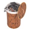 Vintiquewise Round Foldable Bamboo Laundry Hamper with Lid and Handles for Easy Carrying QI004430-B_RO